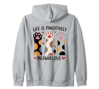 Life Is Pawsitively Meowvelous Cat Lover Zip Hoodie