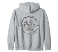 Life Is PAWsome With A Rescue Dog Zip Hoodie