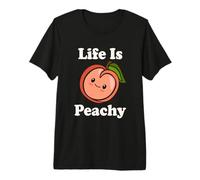 Life is Peachy Cute Kawaii Peach Food Pun Adorable Peach Premium T-Shirt