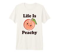 Life is Peachy Cute Kawaii Peach Food Pun Adorable Peach Premium T-Shirt