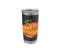 Life is Peachy Retro Style Distressed Funny Fruit Peach Stainless Steel Insulated Tumbler