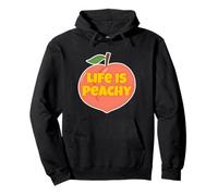 Life Is Peachy Retro Style Funny Fruit Peach Pullover Hoodie