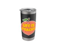 Life is Peachy Retro Style Funny Fruit Peach Stainless Steel Insulated Tumbler