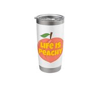 Life is Peachy Retro Style Funny Fruit Peach Stainless Steel Insulated Tumbler