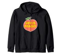 Life Is Peachy Retro Style Funny Fruit Peach Zip Hoodie