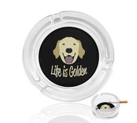 Life Is Retriever Dog Glass Ashtrays for Cigarettes Ash Tray Ashtray Home Office Indoor Outdoor Decoration