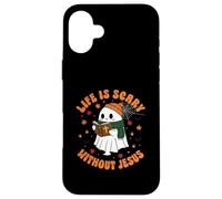 Life Is Scary Without Jesus - Christian Halloween Case for iPhone 16 Plus