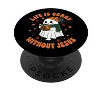 Life Is Scary Without Jesus - Christian Halloween PopSockets Adhesive PopGrip