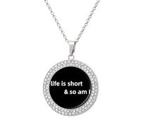 Life Is Short And So Am I Personalized Picture Necklace Photo Pendant Custom Memorial Jewelry for Women