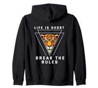 Life is Short Break the Rules back print Zip Hoodie