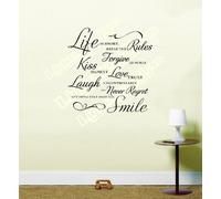 Life is Short Break the Rules Wall Art Quote Vinyl Wall Art Sticker Decal (Black) (58cm x 58cm)