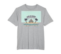 Life is Short Buy The Beach House Coastal Dream T-Shirt, Men's Big and Tall, Heather Grey, 4X Tall