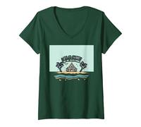 Life is Short Buy The Beach House Coastal Dream V-Neck T-Shirt, Women, Forest Green, S
