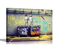 Life Is Short Chill The Duck Out By Banksy Canvas Prints Graffiti Artwork Funny Quotes Pictures 76 x 50cm (30 x 20 inches)
