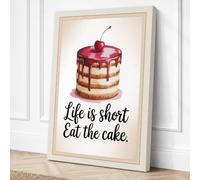 Life Is Short Eat The Cake Canvas Wall Art Print 18x12 Inch