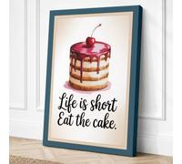 Life Is Short, Eat The Cake Canvas Wall Art Print 30x20 Inch (76 x 51 cm)
