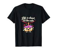 Life is Short eat The Cake Funny Cake Candle Graphic T-Shirt