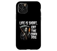 Life Is Short Eat The Corn Dog Ironic Grim Reaper Meme Case for iPhone 11 Pro