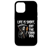 Life Is Short Eat The Corn Dog Ironic Grim Reaper Meme Case for iPhone 12/12 Pro