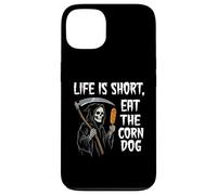 Life Is Short Eat The Corn Dog Ironic Grim Reaper Meme Case for iPhone 13
