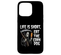 Life Is Short Eat The Corn Dog Ironic Grim Reaper Meme Case for iPhone 15 Pro Max