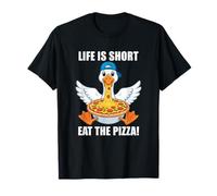 Life is Short Eat The Pizza Funny Duck Cartoon T-Shirt