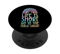 Life Is Short Go To The Public Library Bohemian Rainbow Boho PopSockets Adhesive PopGrip