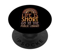 Life Is Short Go To The Public Library Bohemian Rainbow Boho PopSockets Adhesive PopGrip