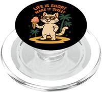 Life Is Short Make It Sweet Cat Ice Cream Summer PopSockets PopGrip for MagSafe
