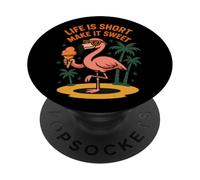 Life Is Short Make It Sweet Flamingo Ice Cream PopSockets Adhesive PopGrip