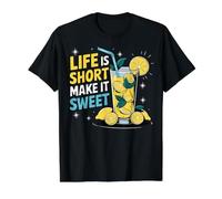Life is Short Make It Sweet Motivational Lemon Lover Value Graphic T-Shirt, Men, Black, M