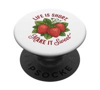 Life Is Short Make It Sweet Strawberry Vintage Red PopSockets Adhesive PopGrip