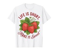 Life is Short Make It Sweet Strawberry Vintage Red T-Shirt