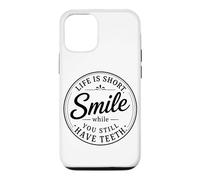 Life Is Short Smile While You Still Have Teeth Retro Badge Case for iPhone 12/12 Pro