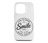 Life Is Short Smile While You Still Have Teeth Retro Badge Case for iPhone 13 Pro