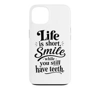 Life Is Short Smile While You Still Have Teeth Wavy Groovy Case for iPhone 13