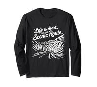 Life is Short, Take The Scenic Route - Camper Art Design Long Sleeve T-Shirt