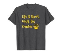 Life is Short, Walk the Camino T-Shirt, Men, Dark Heather Grey, Medium