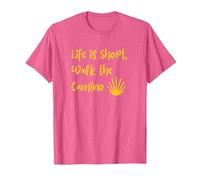 Life is Short, Walk the Camino T-Shirt, Men, Pink Heather, Medium