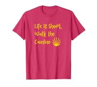Life is Short, Walk the Camino T-Shirt, Men, Red Heather, Medium