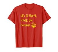 Life is Short, Walk the Camino T-Shirt, Men, Red, Medium