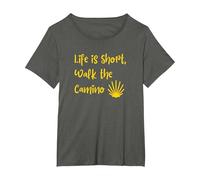 Life is Short, Walk the Camino T-Shirt, Women's Plus, Asphalt Grey, 2X