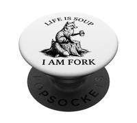 Life Is Soup I'm Fork Fox Funny Design Vintage PopSockets Adhesive PopGrip