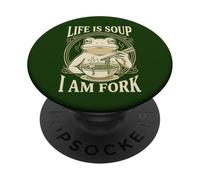 Life Is Soup I'm Fork Frog Funny Design Vintage PopSockets Adhesive PopGrip
