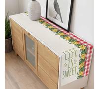 Life Is Sweet Table Runner 13x108 inch Summer Watermelon Vines Cotton Linen Dining Table Runner Ideal for Dresser Kitchen Coffee Tables - Machine Washable