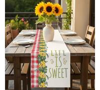 Life Is Sweet Table Runner 13x72 inch Summer Watermelon Vines Cotton Linen Dining Table Runner Ideal for Dresser Kitchen Coffee Tables - Machine Washable