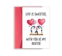 Life Is Sweeter with You As My Heater,Valentines Day Card for Him Her, Romantic Anniversary Birthday Gifts for Husband Wife(W Style)
