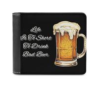 Life is to Short to Drink Bad Beer Leather Minimalist Wallet for Men Women Slim Bifold Purse with Card Holder