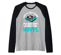 Life is Too Short for Bad Music or Cheap Vinyl Records Raglan Baseball Tee
