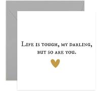 Life Is Tought But So Are You Motivational Card - Best Friend Card - Thinking Of You Card - Divorce Card - Cancer Treatment Card for Friend - Sorry For Your Loss Card - Sympathy Card